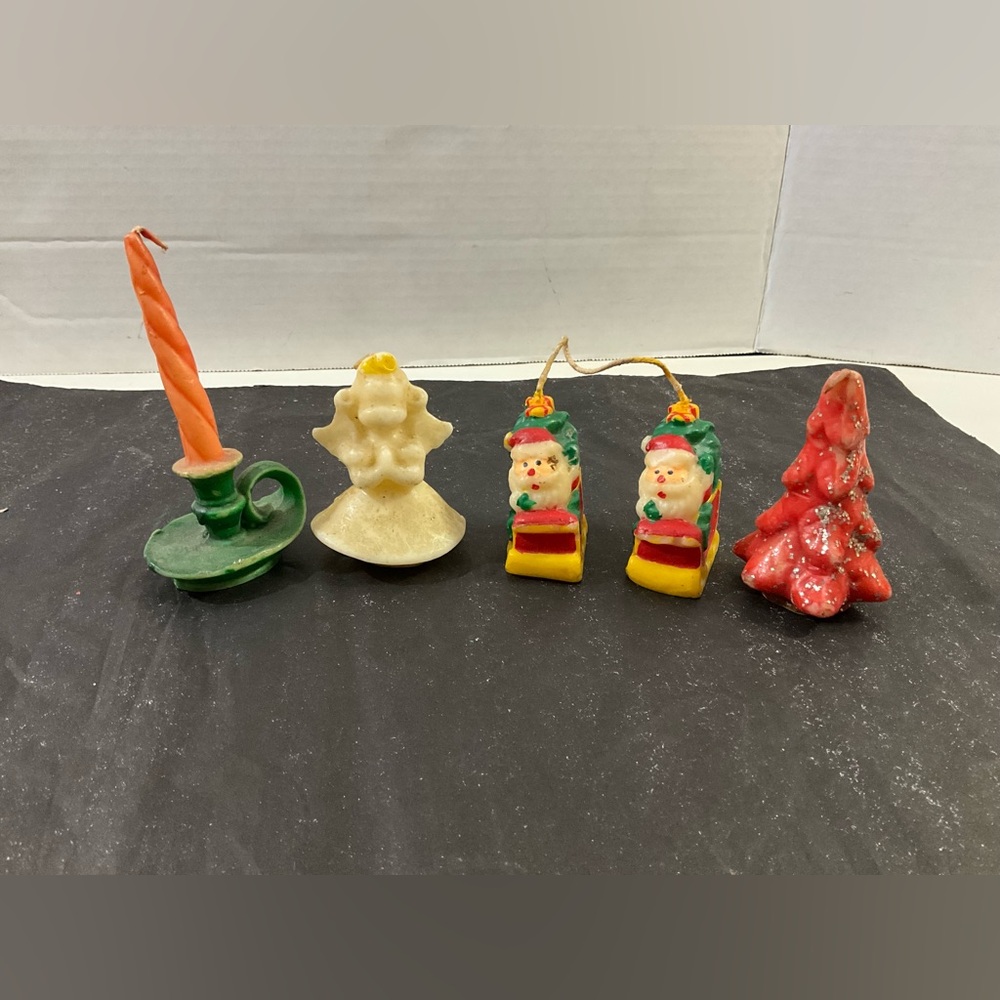 Vintage Lot of Four Assorted Vintage Christmas Candles Gurley Santa